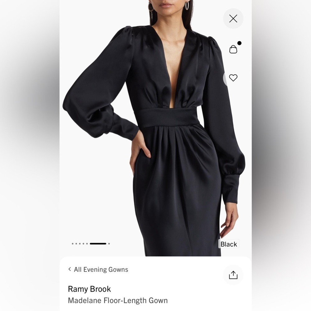 Ramy Brook Elegant Black Long Sleeve Gown
